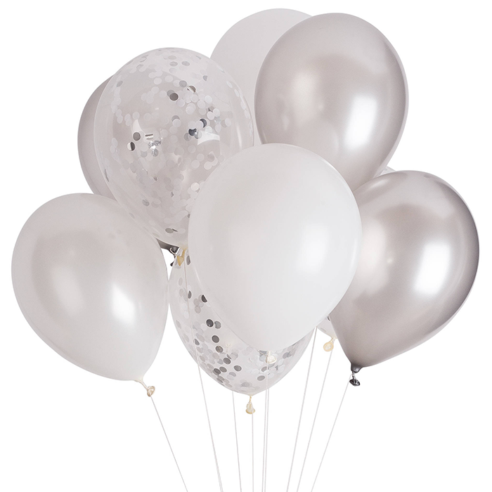 Latex Balloon Bouquet – Silver Sparkle – Sprinkie Parties